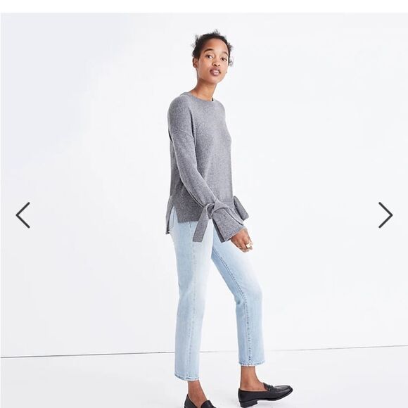 Madewell Grey Tie-cuff Pullover Sweater - Picture 1 of 14